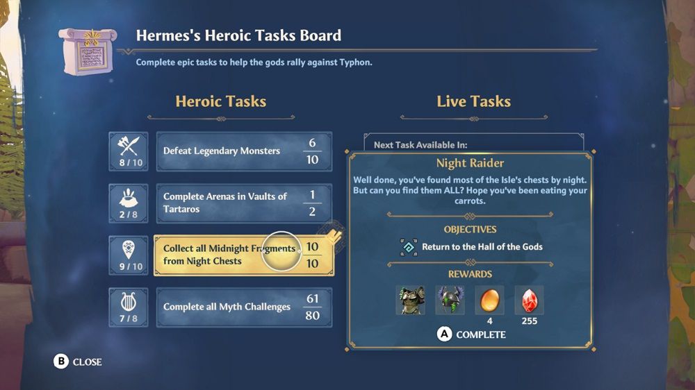 Immortals Fenyx Rising Herme's Heroic Task Board