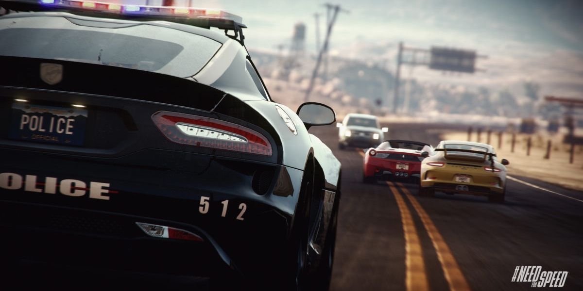 A promotional image from the game, featuring a car chase