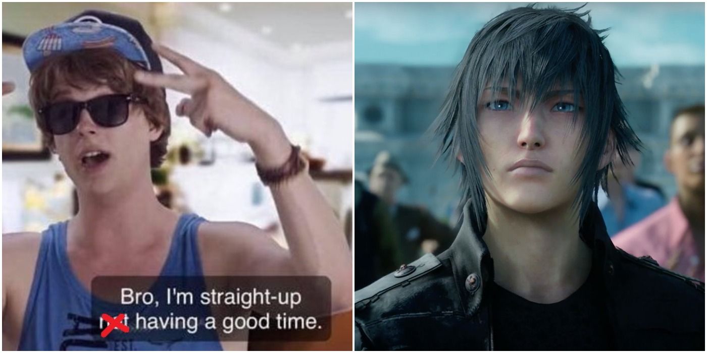 images of Prince Noctis from Final Fantasy XV next to the &quot;not having a good time&quot; meme