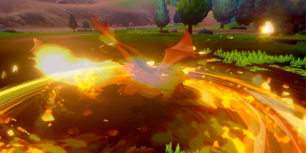 Charizard using Blast Burn in Sword and Shield