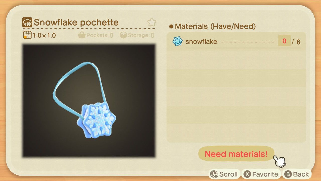 Snowflake Pochette Animal Crossing New Horizons
