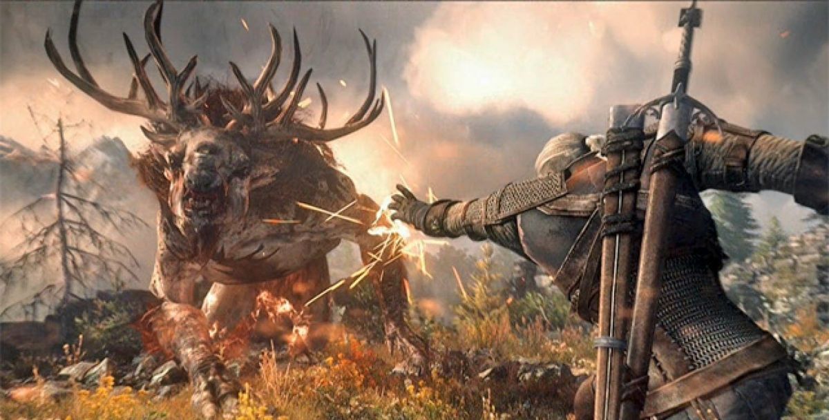 Geralt using Igni against a Fiend