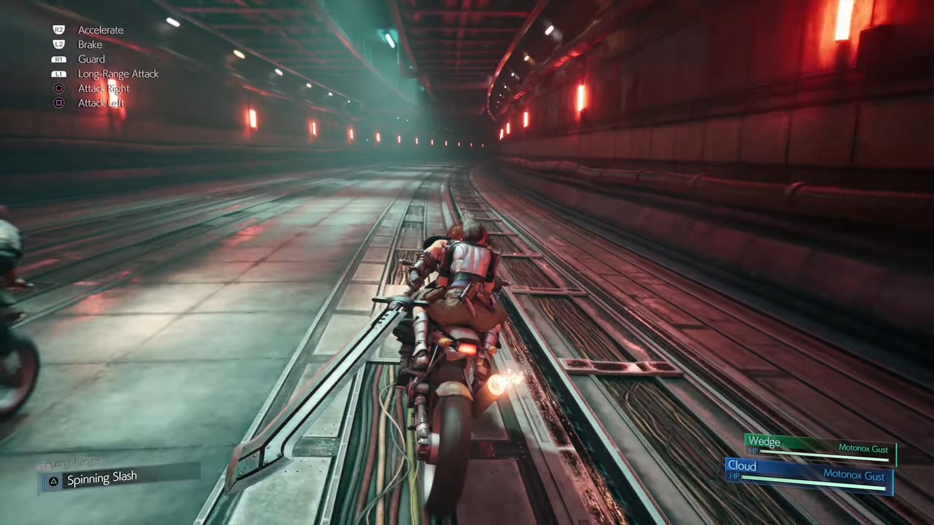 The controls for the first bike section in Final Fantasy VII Remake