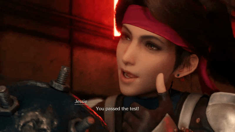 The special cutscene at the end of the first bike section in Final Fantasy VII Remake