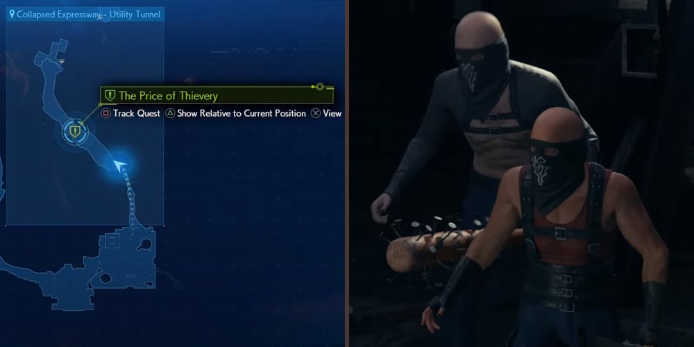 Tracking down the bandits in the The Price of Thievery (Madame M) side quest in Final Fantasy VII Remake