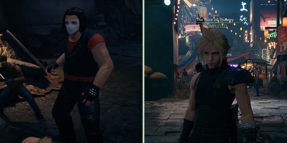 The Grungy Bandit and handing in the The Price of Thievery (Madame M) side quest in Final Fantasy VII Remake