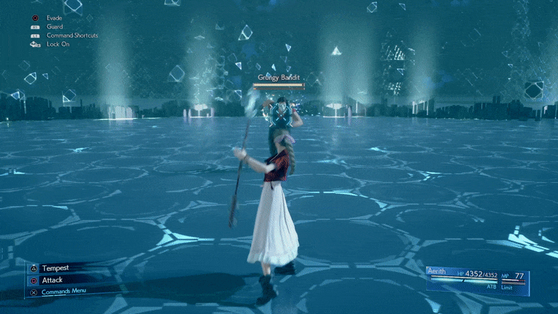 Aerith using the Algid Aura enemy skill in Final Fantasy VII Remake