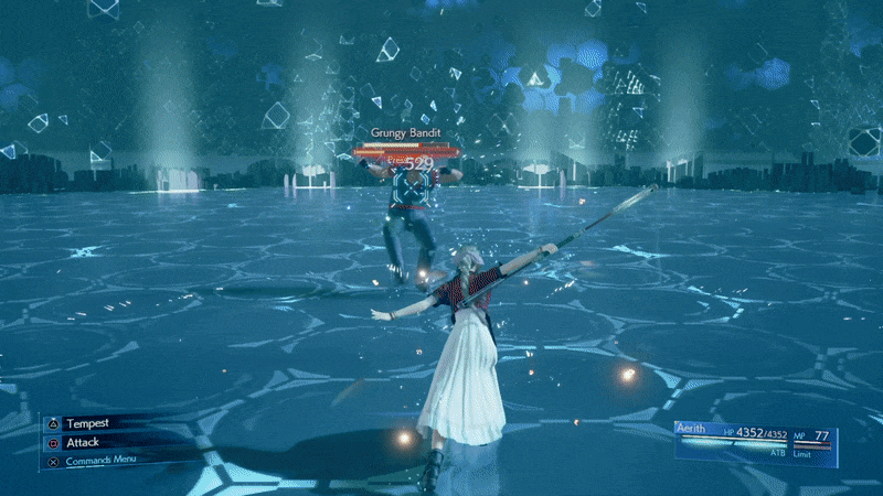 Aerith using the Spirit Siphon enemy skill in Final Fantasy VII Remake