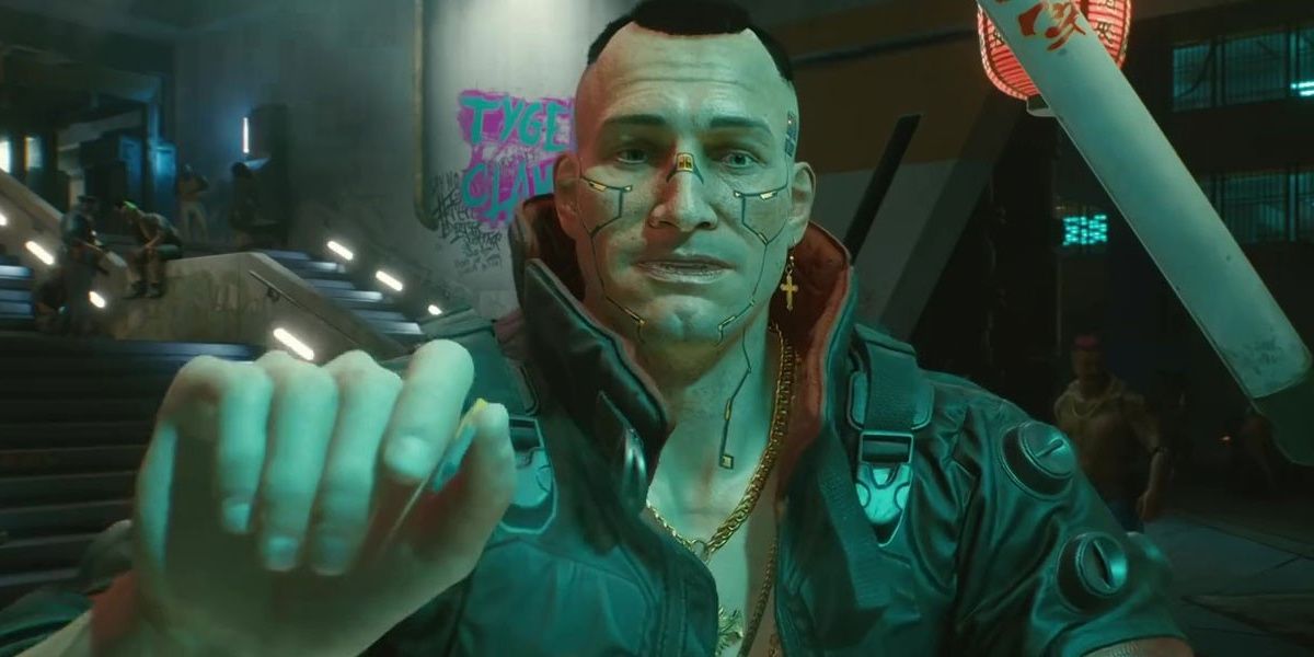 Jackie Welles eating in Cyberpunk