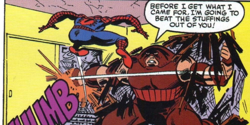 Spider man battling juggernaut