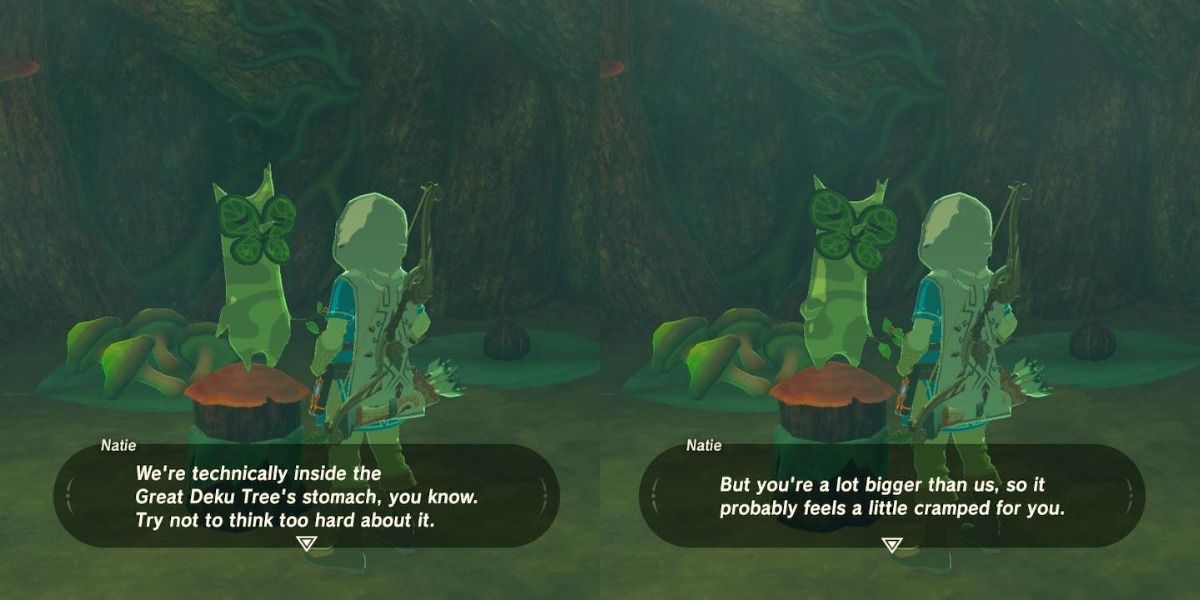 A Korok Claiming That His Shop Is In The Great Deku Tree's Belly
