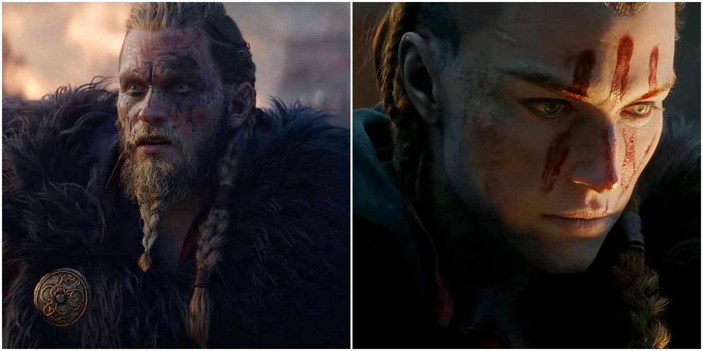 The male and female Eivor in the trailer for AC: Valhalla