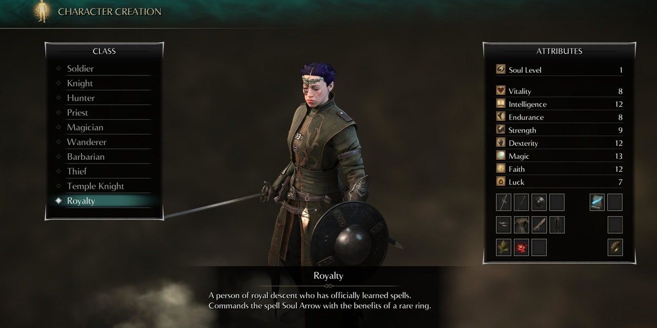 the royalty class in demon's souls character creation