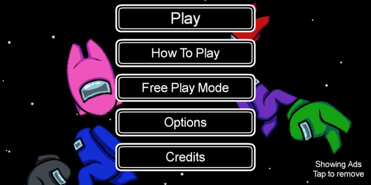 The main menu from the mobile version of the game