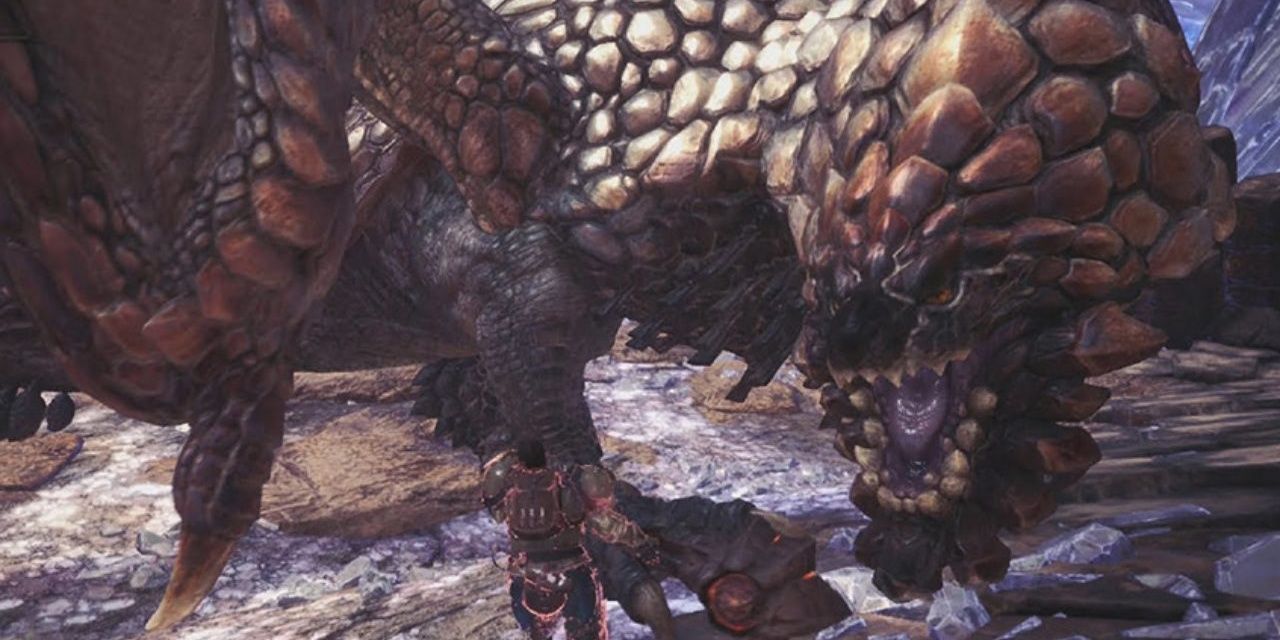 Bazelgeuse and Hunter in Monster Hunter World