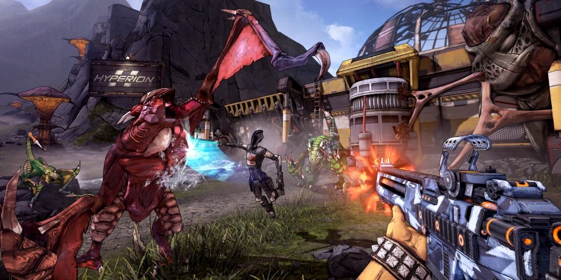 Shooting aliens in co-op with Borderlands 2