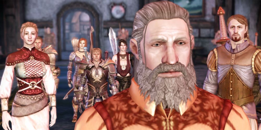 An image of a man from a video game, surrounded by other people.