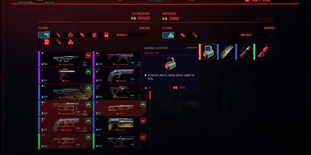 Cyberpunk 2077 Haming 8 Rotor Mod In Equipment Menu
