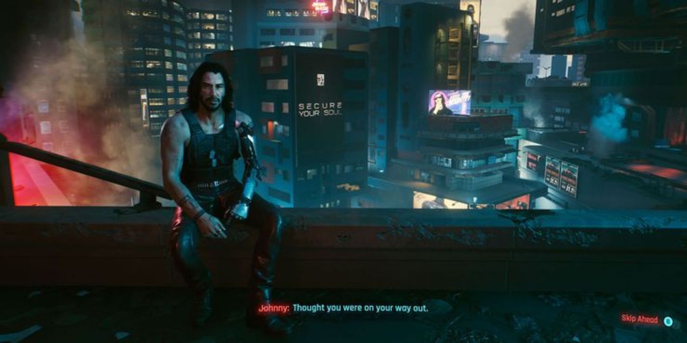 Cyberpunk 2077 johnny silverhand at the rooftop