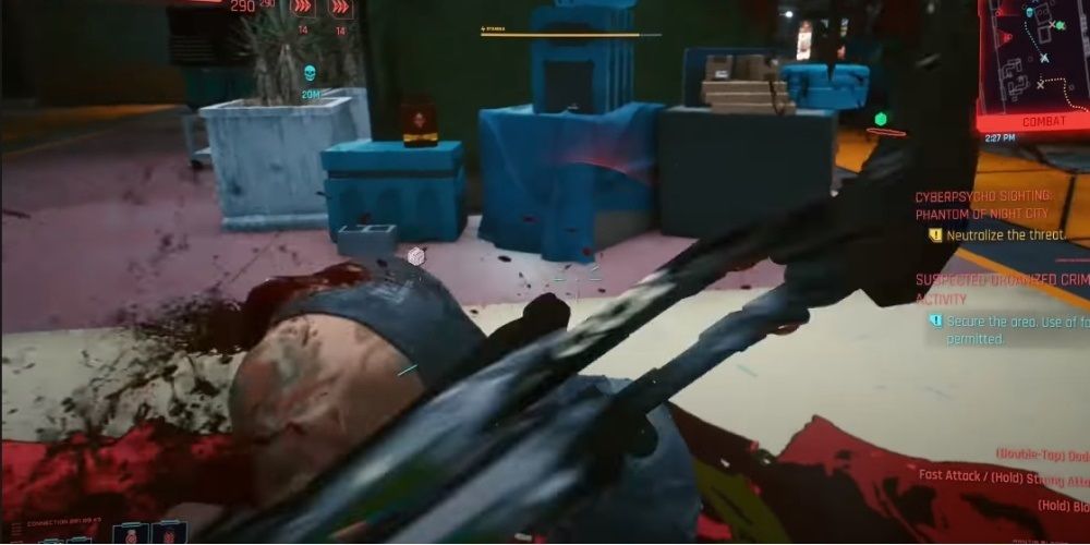 Cyberpunk 2077 Mantis Blades Decapitating An Enemy