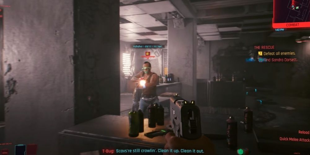Cyberpunk 2077 V In Gunfight With Low Threat Target