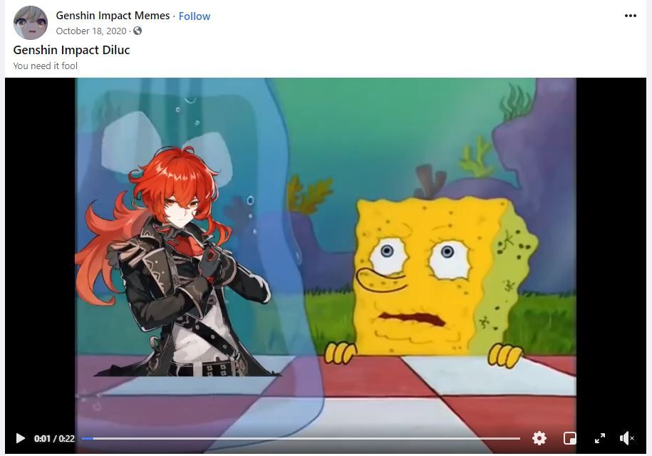 Diluc Spongebob Genshin Impact