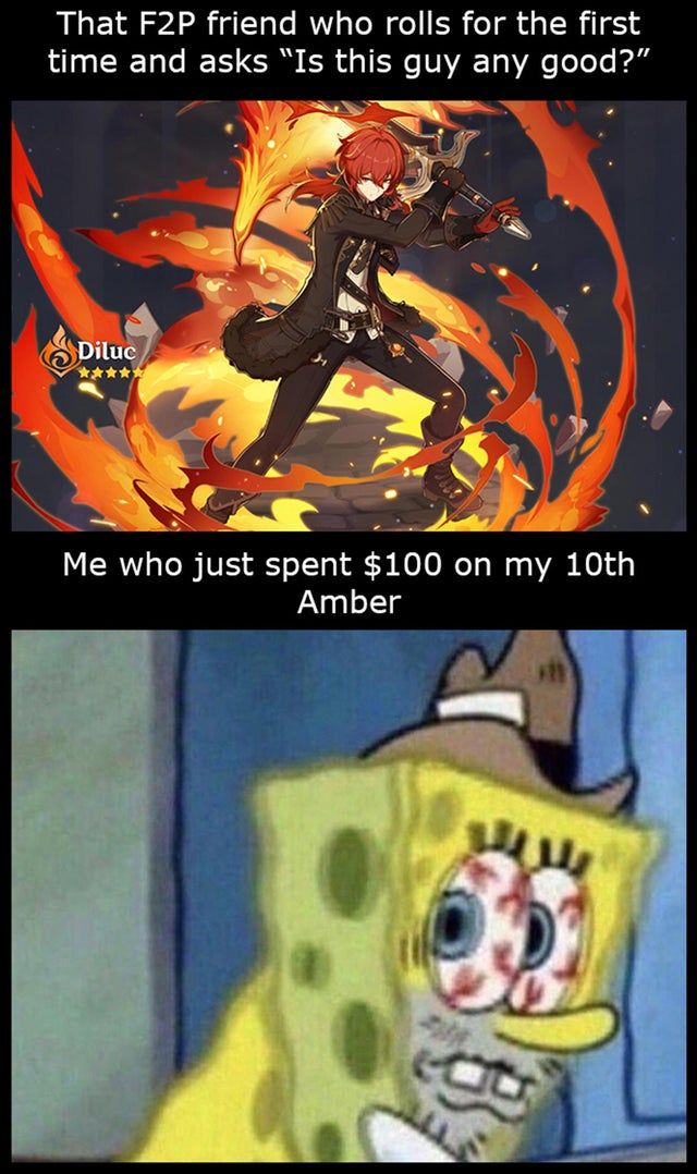 Diluc Genshin Impact Spongebob