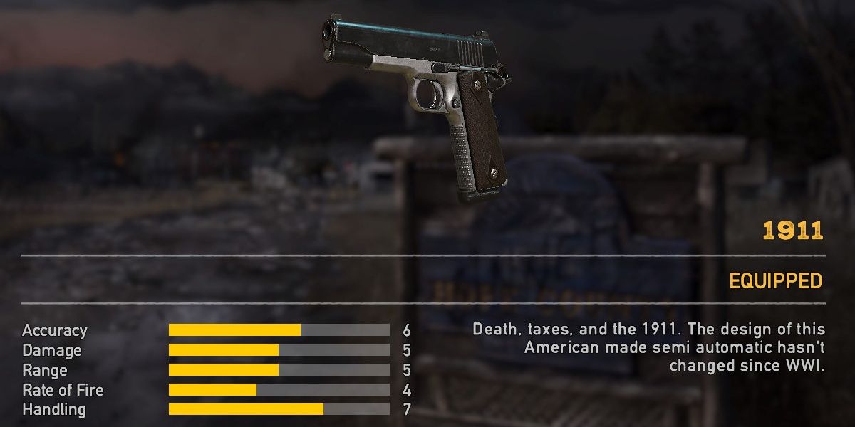 1911 Handgun weapon stats