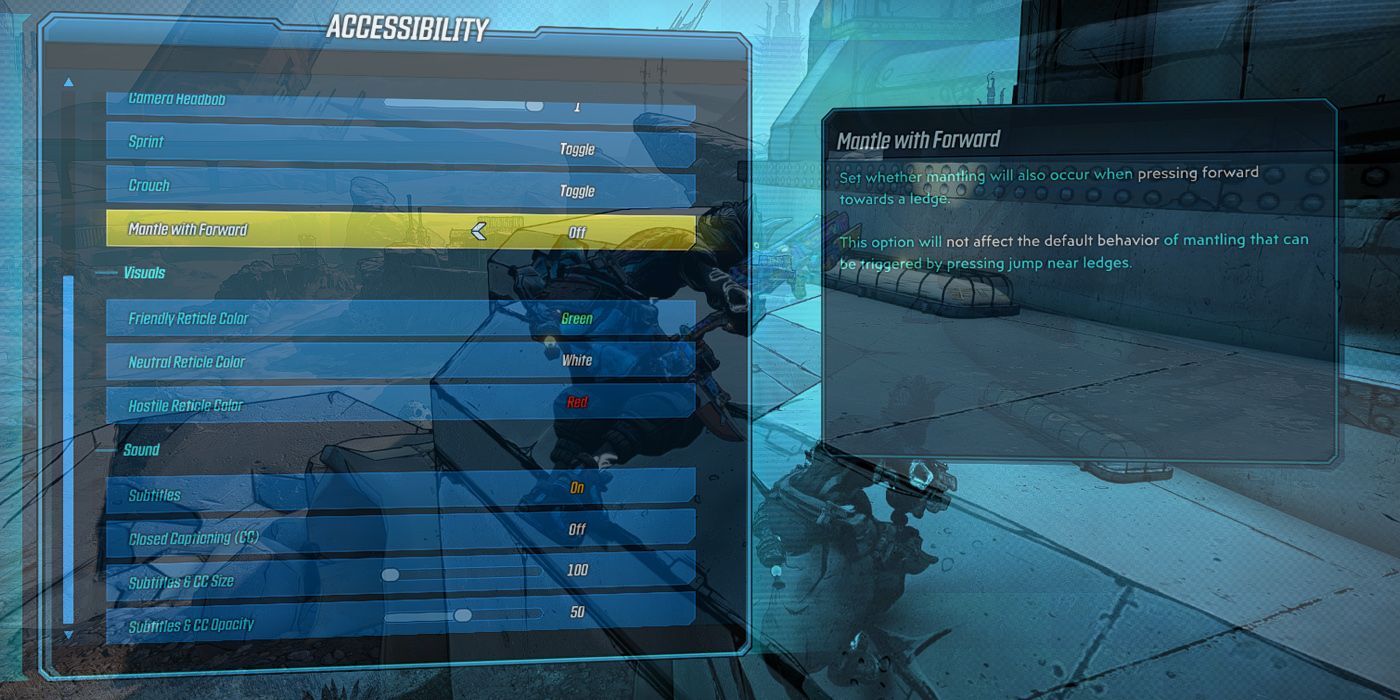 Borderlands 3: Amara Mantling Overlaid With The &quot;Mantle With Forward&quot; Option In The Accessibility Menu
