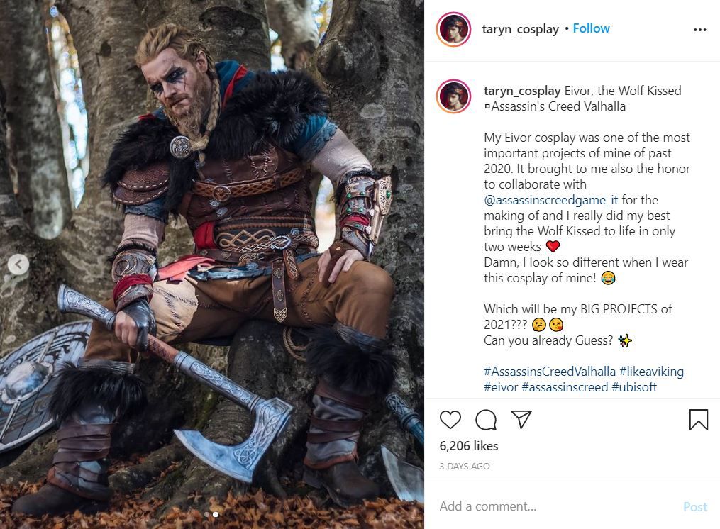 Male Eivor cosplay from Assassin's Creed Valhalla by Taryn_cosplay on Instagram