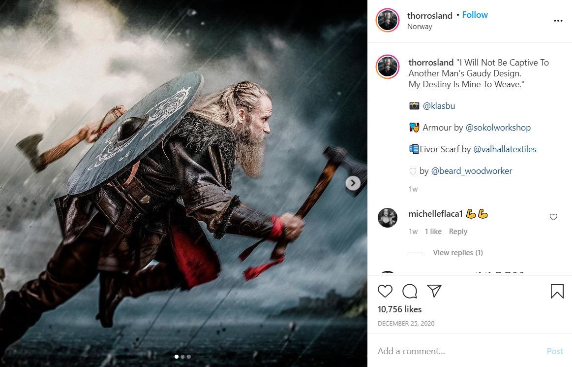 Male Eivor cosplay from Assassin's Creed Valhalla by Thorrosland on Instagram