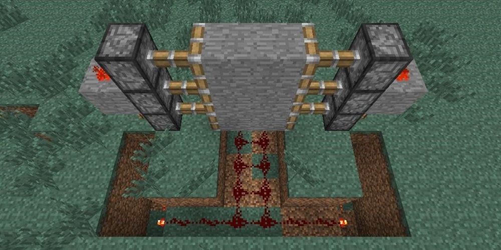 A simple redstone door design in Minecraft