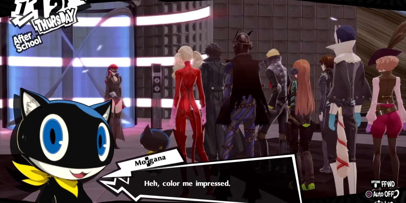 The Phantom Thieves talk with Sumire before entering Maruki's palace during the game's third semester