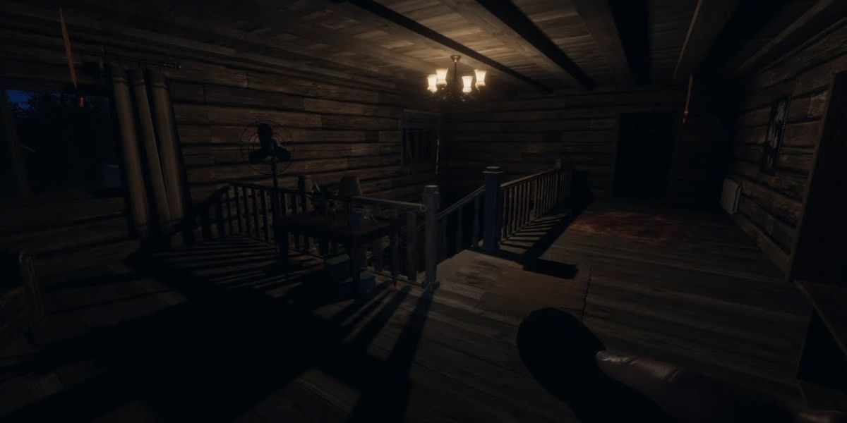 An inside view of one of the farmhouse maps in Phasmophobia