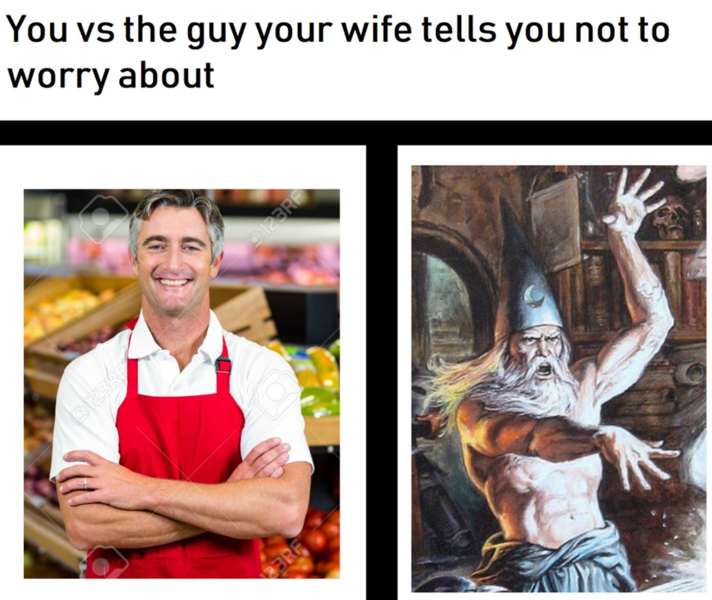 Pierre and the wizard from stardew valley meme