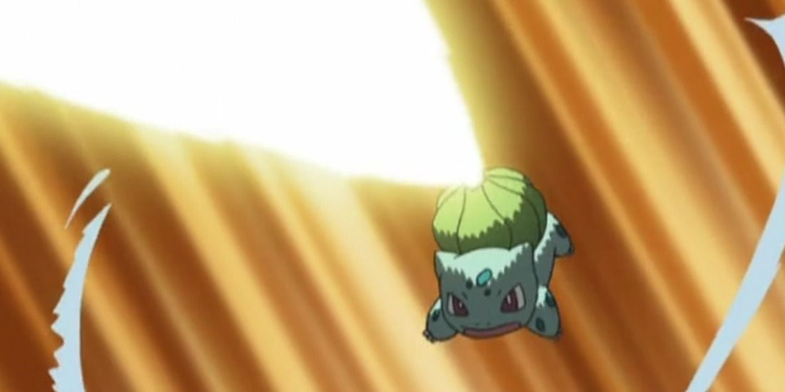 Bulbasaur using Solar Beam in the Pokemon anime