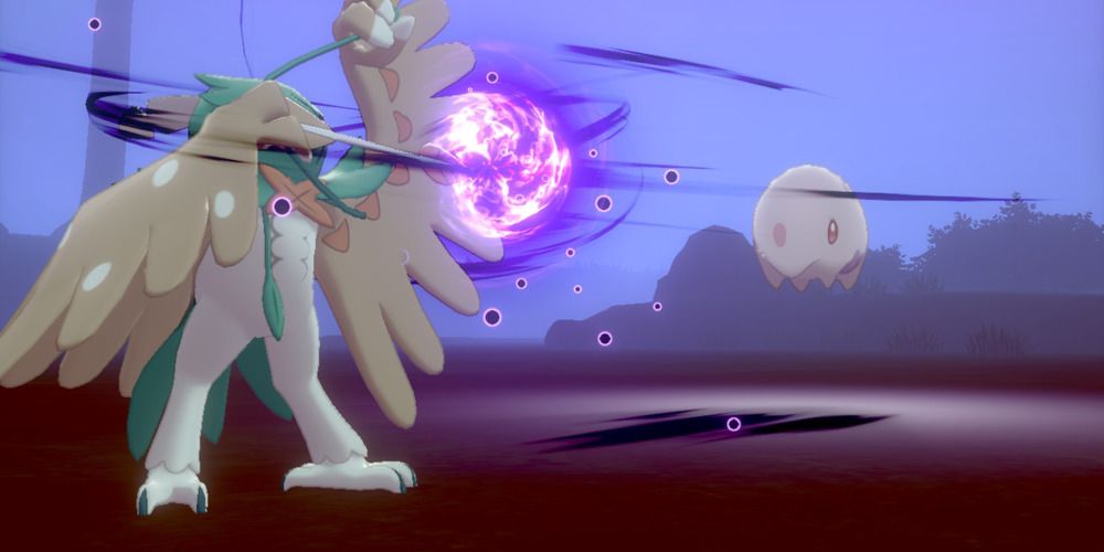 Decidueye using Spirit Shackle on a randomj opponent in Pokemon Sword & Shield