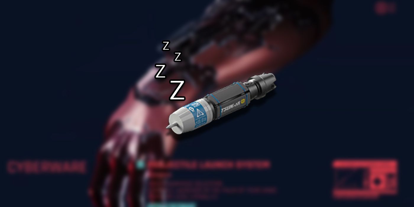 Cyberpunk 2077: An Image Of The Projectile Launch System Overlaid With The Tranq Rounds Icon