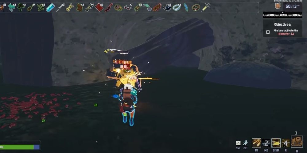 Risk Of Rain 2 Commando Using Explosive Attacks On Floating Enemy