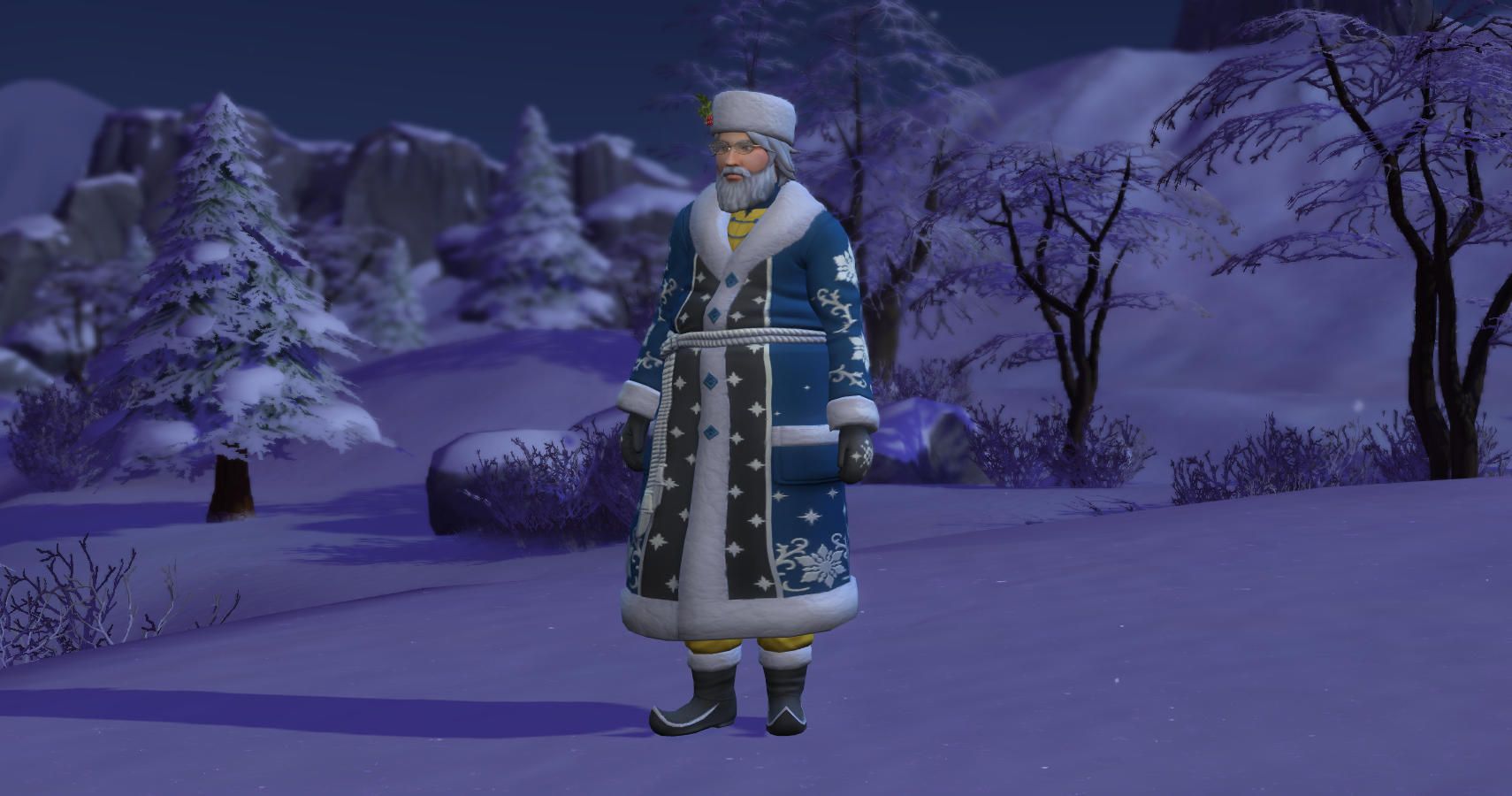 Father winter on top of a mountain.