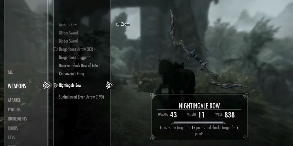 Skyrim Nightingale Bow stats