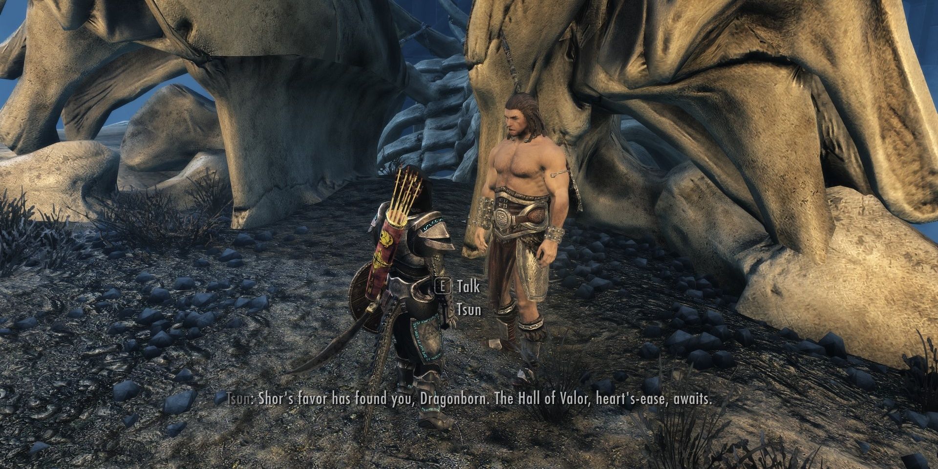 comparison of how tall Tsun is compared to the Dragonborn