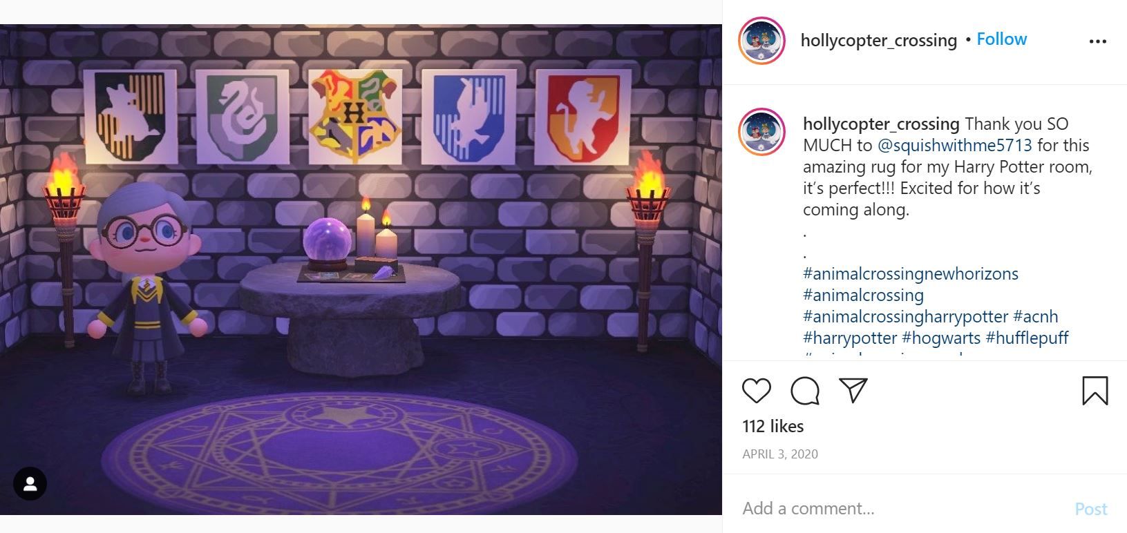 Harry Potter room in Animal Crossing: New Horizons by Hollycopter_crossing