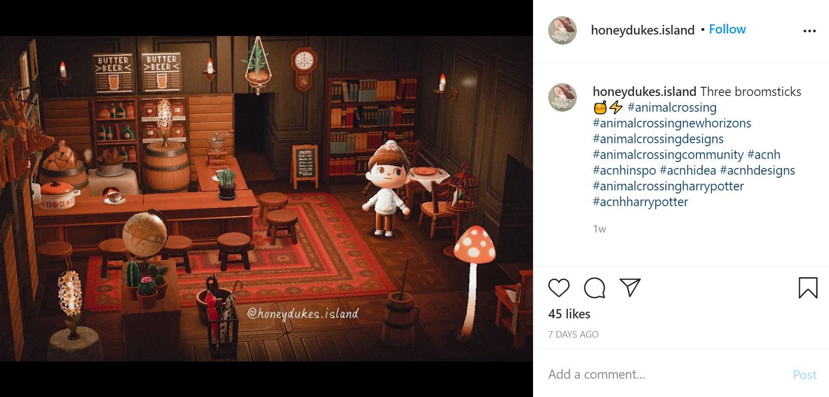 Three Broomsticks from Harry Potter in Animal Crossing: New Horizons by Honeydukes.island