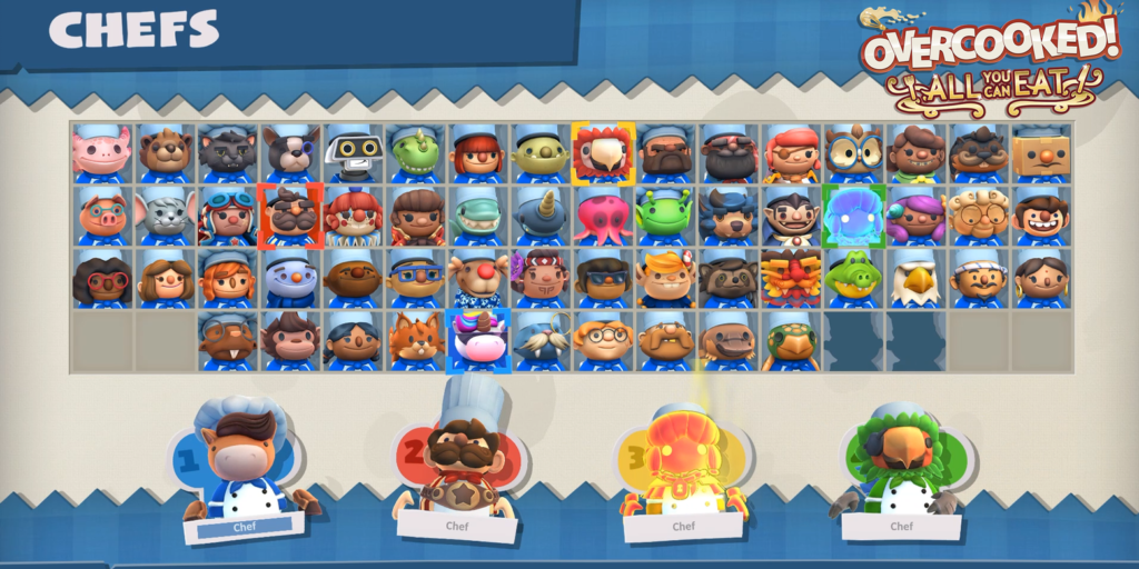 Overcooked All You Can Eat's new character select screen