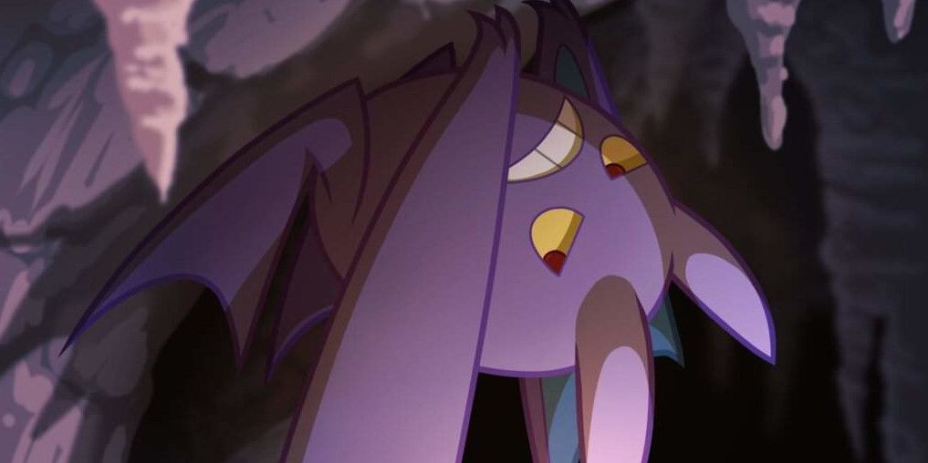the pokemon crobat hanging upside down in a cave