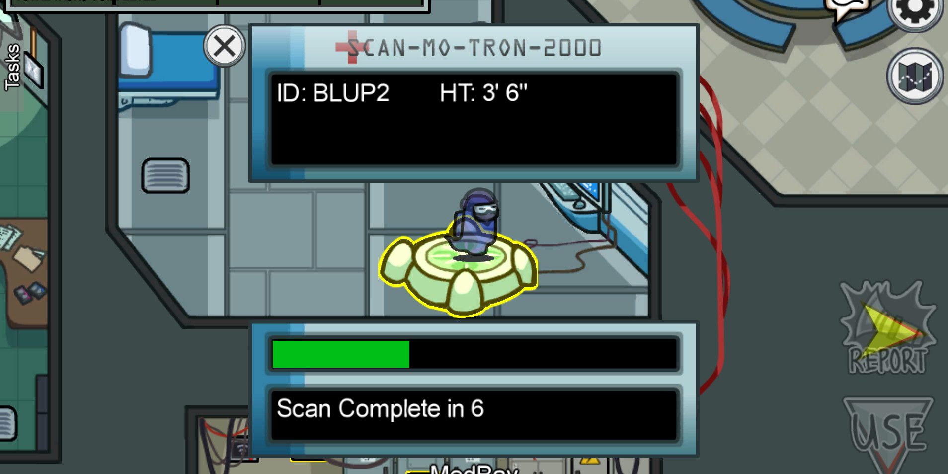 a ghost completing the scan task in among us