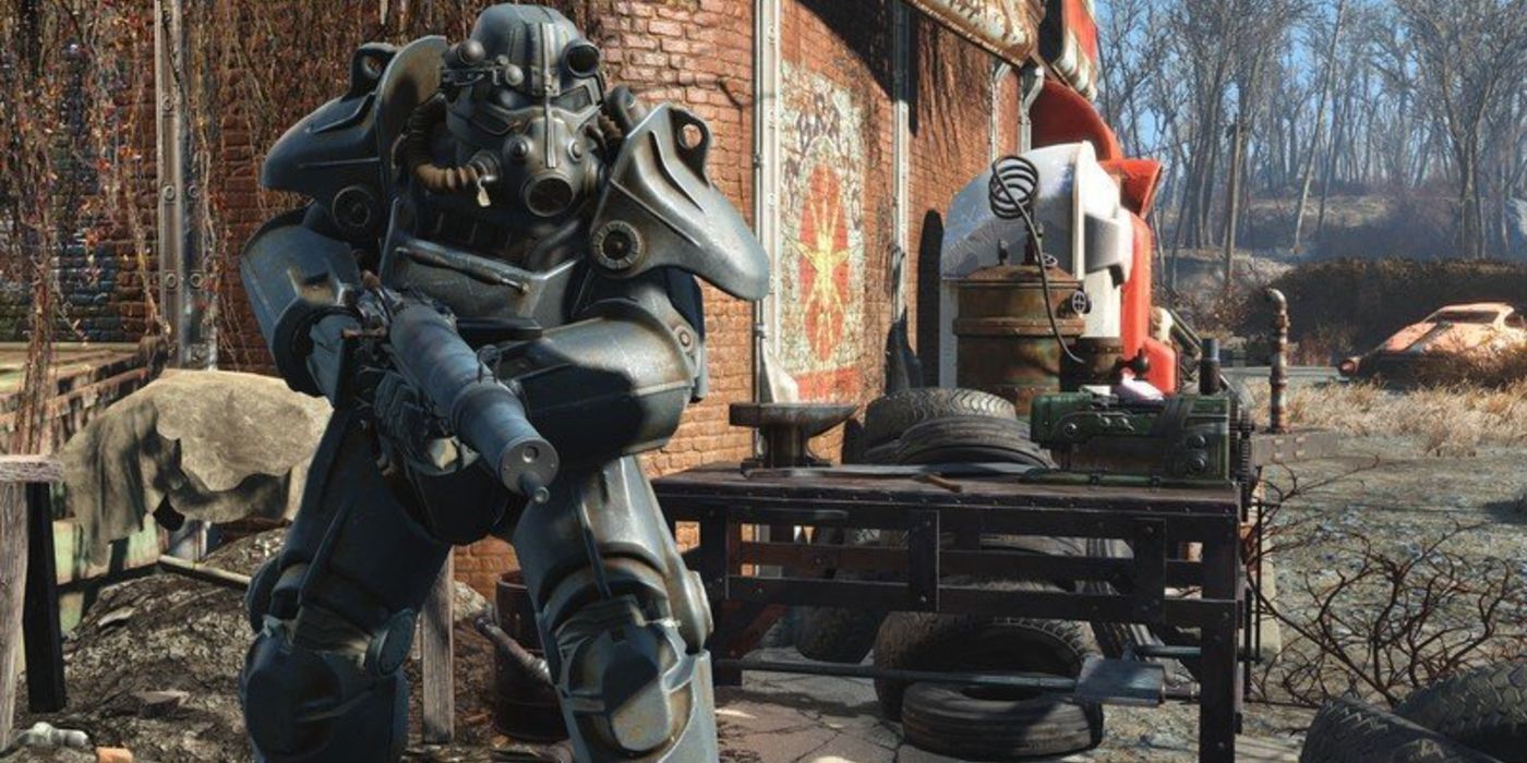 The Sole Survivor in power armor in Fallout 4