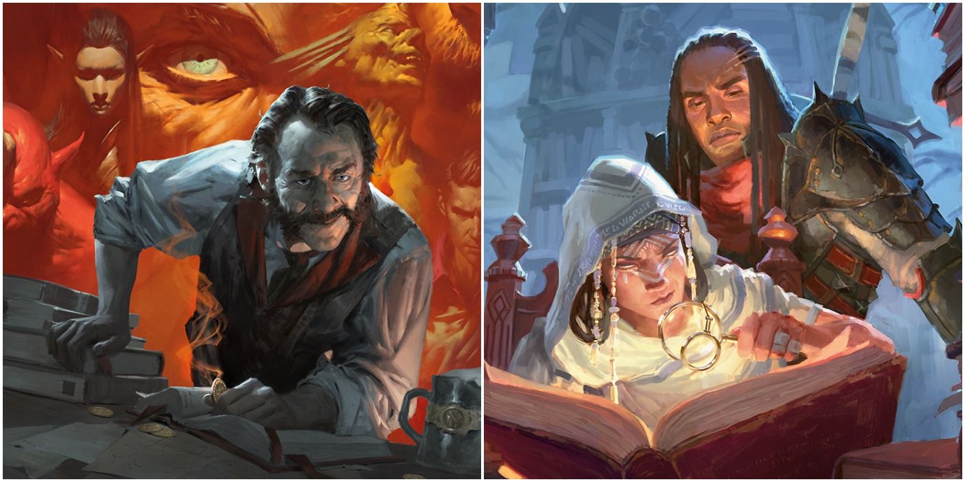Unpopular Opinions Article DND Featured Image man talking over bar and adventurers exploring library