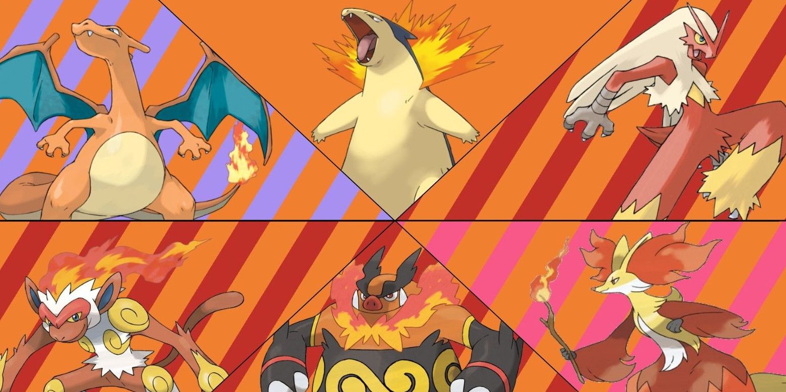 generation one to six fire type starter pokemon